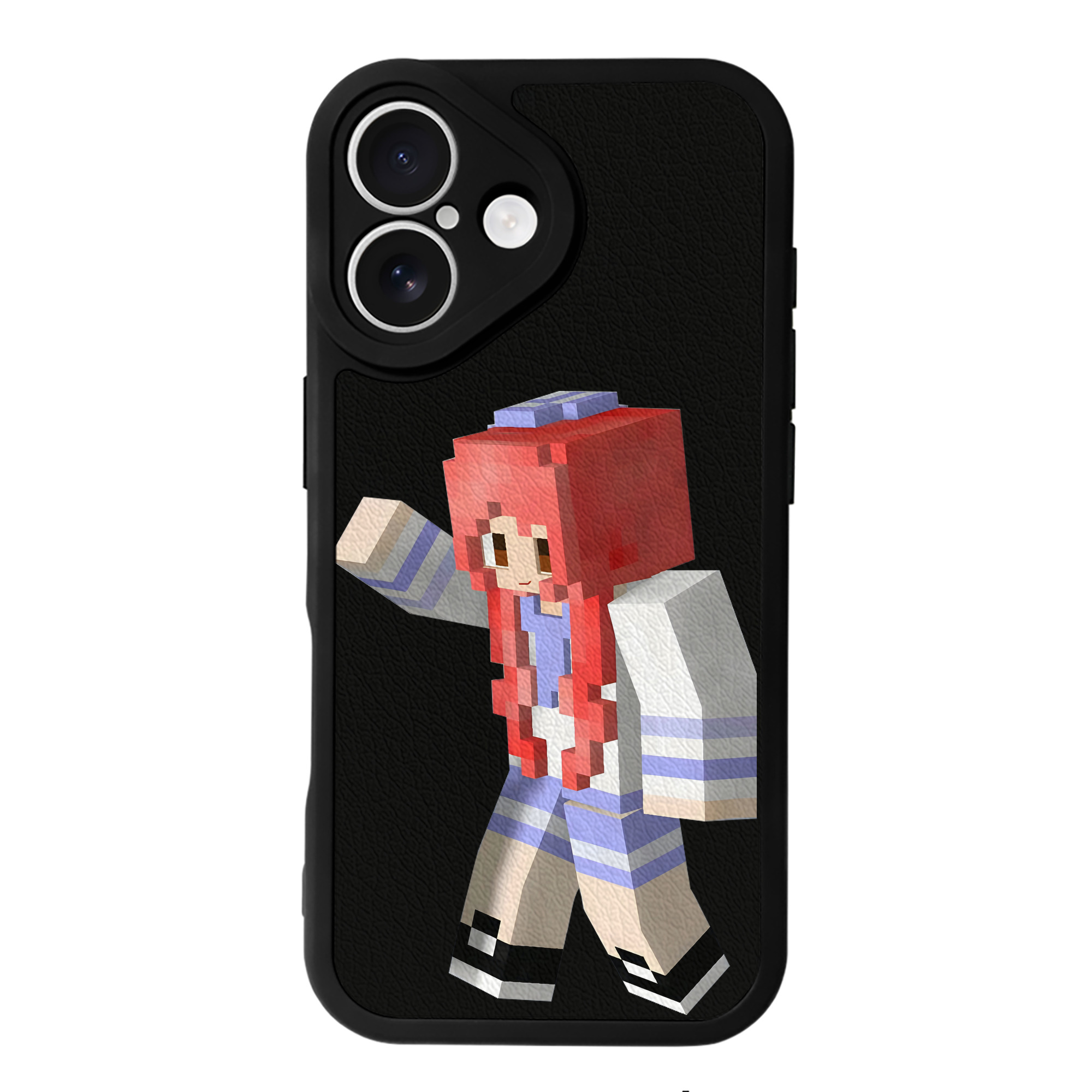（画像用） マインクラフト ブロックの世界 Minecraft MC Block world 【iPhone 16シリーズ対応】シリコンスマホケース（レザー調） 材質：シリコン